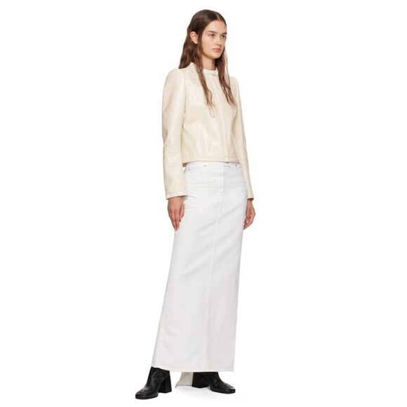 COURRÈGES Seven-Pocket Denim Maxi Skirt in White NWT Size 4 - Picture 4 of 9